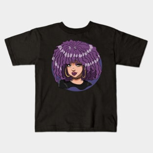 Black Girl Anime Purple Diva Kids T-Shirt